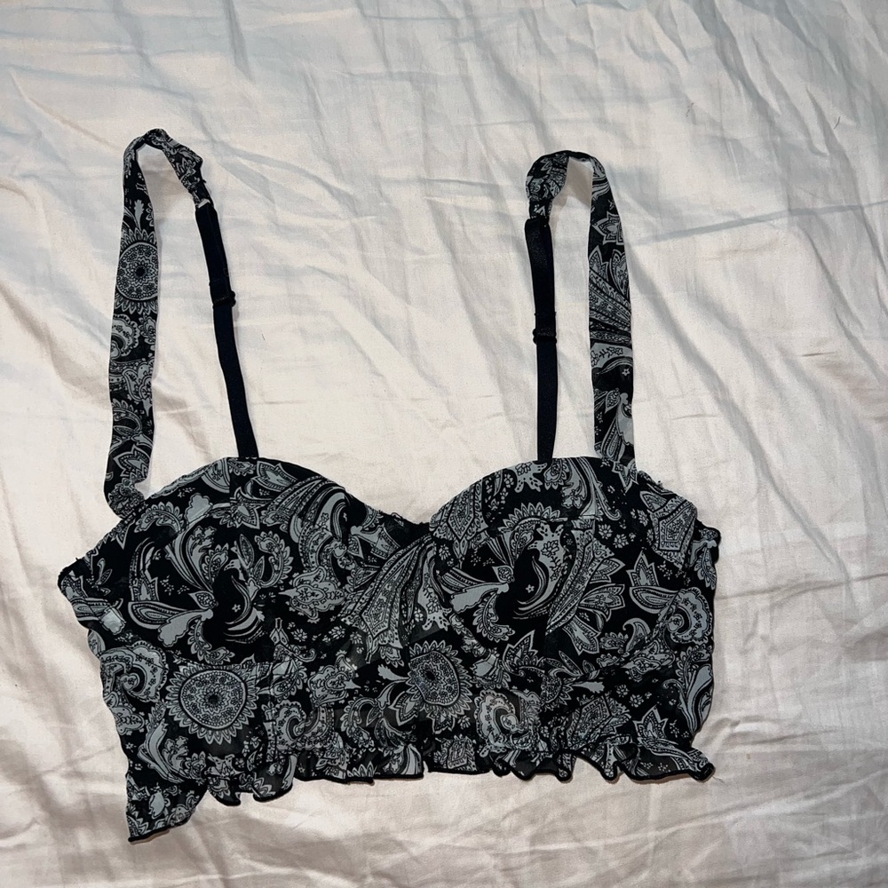 Forever 21 Black & White Bandana Print Bralette Size S - Picture 5 of 11